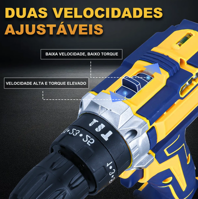 Furadeira Parafusadeira Impacto Sem Fio 36v Maleta 2 Bateria Amarelo 50 Hz/60 Hz